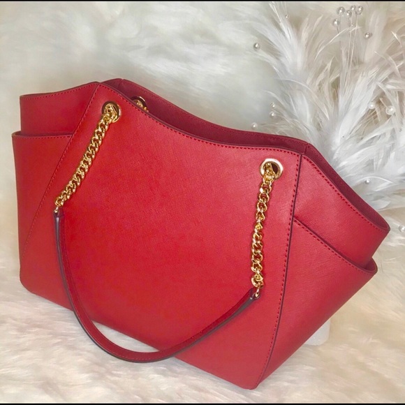 NEW MICHAEL KORS SCARLET CHAIN SHOULDER MK TOTE - Picture 6 of 8